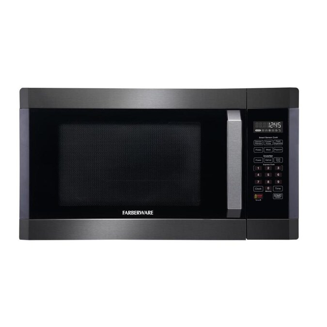 Black Stainless Steel 1300-Watt Microwave Oven with Smart Sensor Cooking Inverter Technology ECO Mode and LED Lighting Ft Farberware Black FMO16AHTBSA 1.6 Cu
