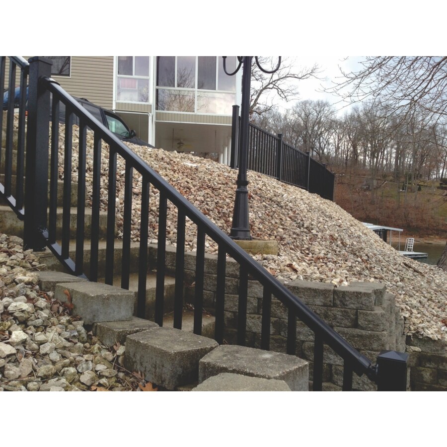 Wolf Handrail Hammered Black Aluminum Stair Post Connector in the Deck ...