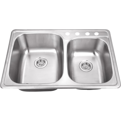 Superior Sinks Drop In 33 25 In X 22 25 In Brushed Satin Double Offset