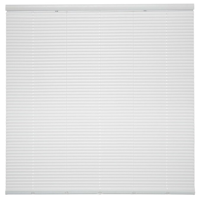 Style Selections 1 In Cordless White Vinyl Room Darkening Mini Blinds Common 28 Actual X 64 The Department At Lowes Room Darkening Mini Blinds Common