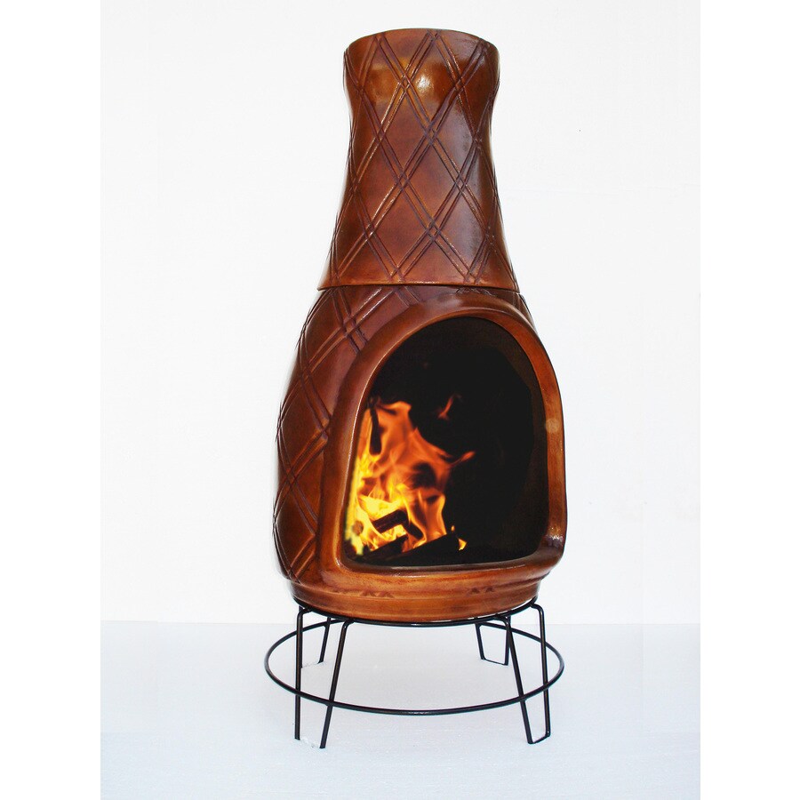 Garden Treasures 44"H x 18"D x 19"W Brown Clay Chiminea at ...