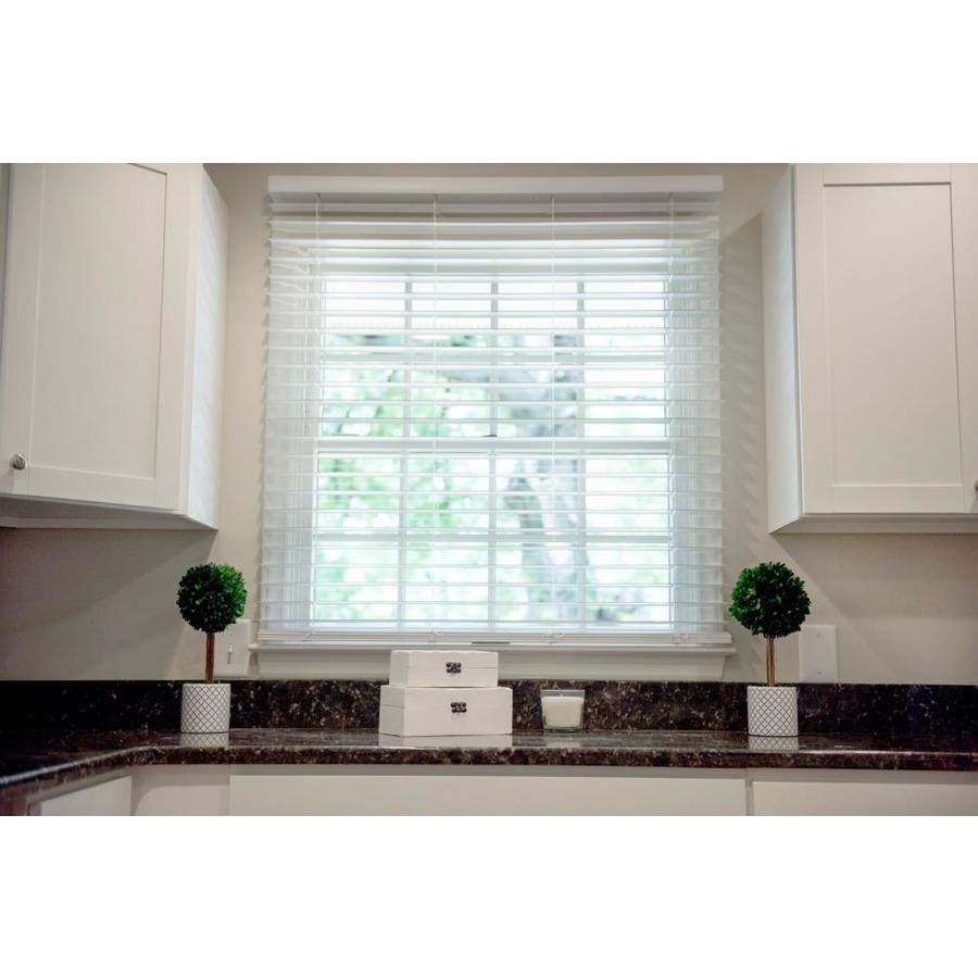 Wave Contour 2in Cordless Soft White Room Darkening Faux Wood Blinds 35in; Actual 35