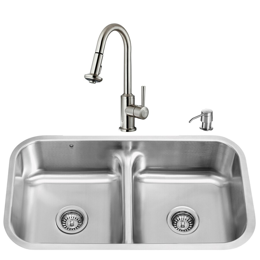 Vigo 18 25 In X 32 5 In Matte Brushed Steel Stainless Double Basin