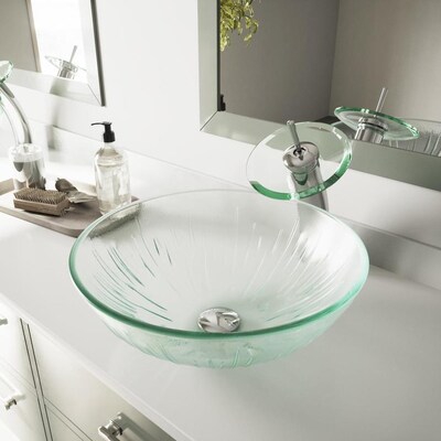 Vigo Vessel Sinks Chrome Glass Vessel Round Bathroom Sink With