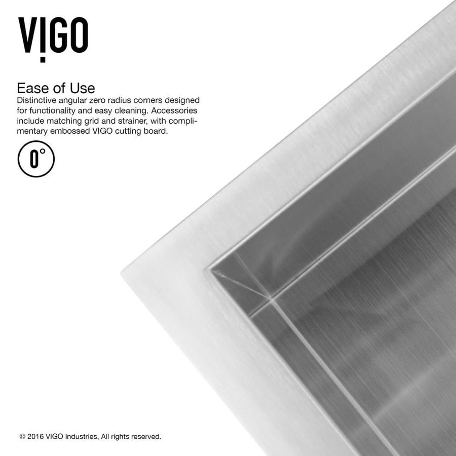 VIGO 20 In X 23 In Premium Satin Single Bowl Stainless Steel Kitchen   816686014268 08117932 