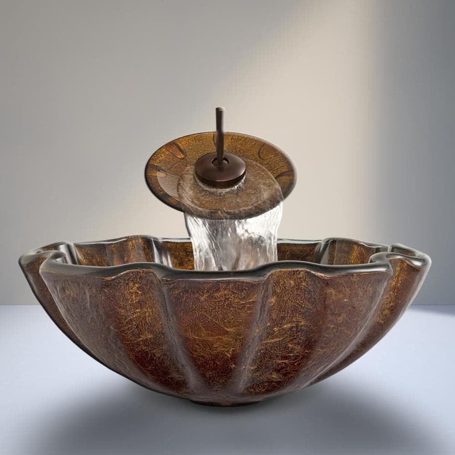 Vigo Vessel Sinks Gold And Brown Fusion Glass Vessel Round