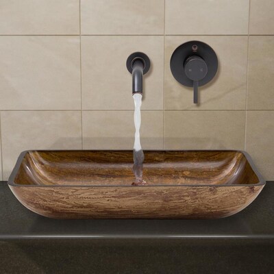 Vessel Sinks Light Wood Glass Vessel Rectangular Bathroom Sink With Faucet Drain Included