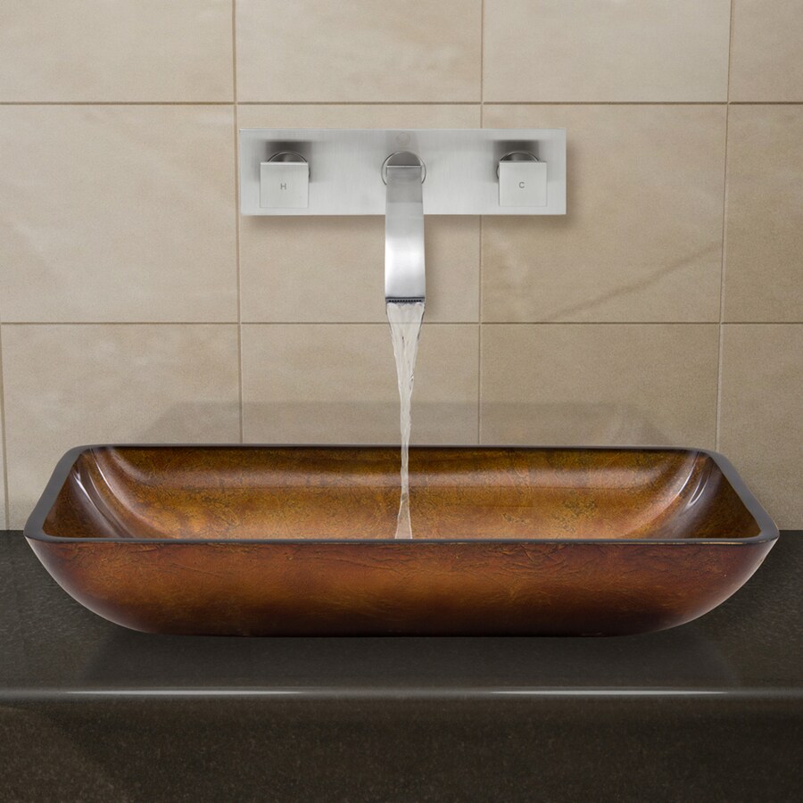 Vigo Vessel Bathroom Sets Brown And Amber Glass Vigo Vessel Bathroom Sets Brown And Amber Glass Rectangular Sink With Faucet Drain