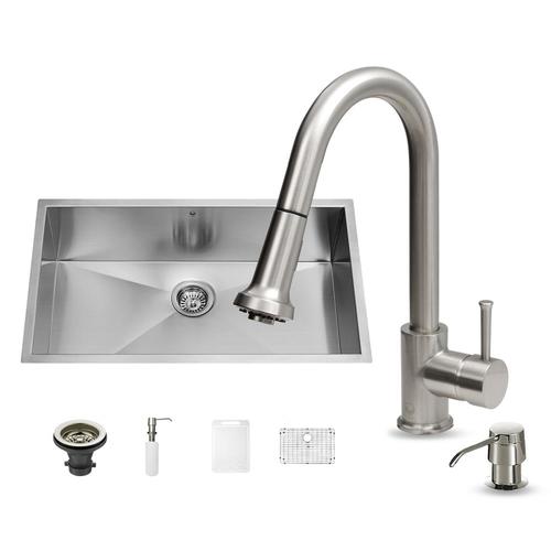 VIGO 19in x 30in Stainless Steel SingleBasin Stainless Steel