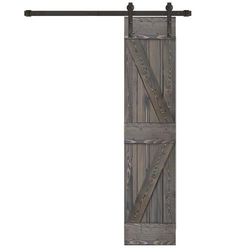 Creative Entryways Sliding Barn Door Charcoal Stained KFrame Wood Pine