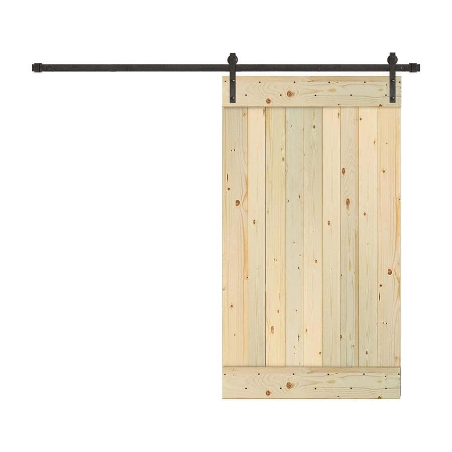 Sliding Barn Door Unfinished 1 Panel Wood Pine Barn Door Hardware Included Common 40 In X 84 In Actual 40 In X 84 In