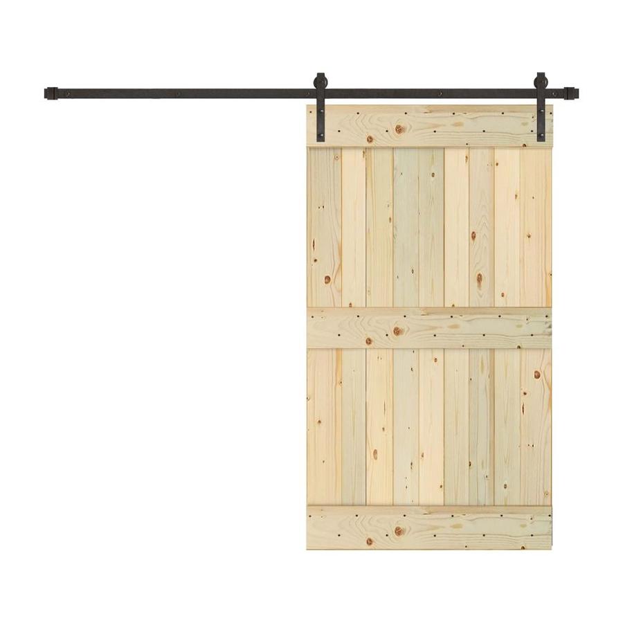 Creative Entryways Sliding Barn Door Unfinished 2 Panel Wood Pine