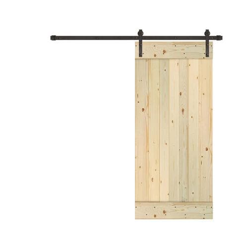 Creative Entryways Sliding Barn Door 32in x 80in Unfinished Unfinished 1Panel Wood Pine Barn