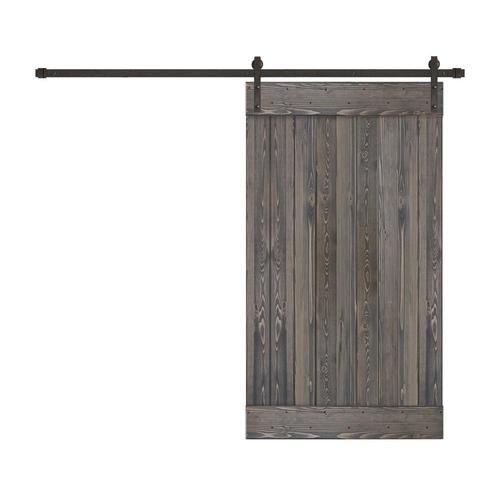 Creative Entryways Sliding Barn Door 40in x 84in Charcoal 1Panel Stained Pine Wood Single