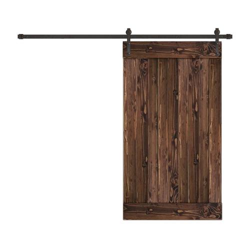 Creative Entryways Sliding Barn Door 40in x 84in Espresso 1Panel Stained Pine Wood Single