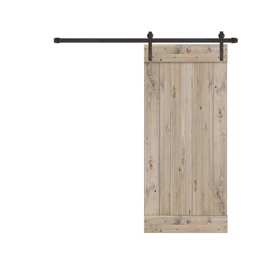 Sliding Barn Door Weathered Gray Stained 1 Panel Wood Pine Barn Door Hardware Included Common 32 In X 80 In Actual 32 In X 84 In