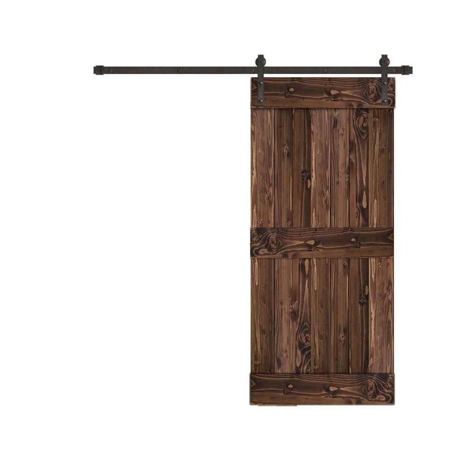 Creative entryways sliding barn door espresso stained 2 panel wood pine