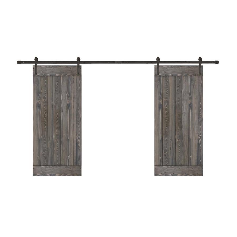 Creative Entryways Biparting Charcoal Stained 1Panel Wood Pine Barn
