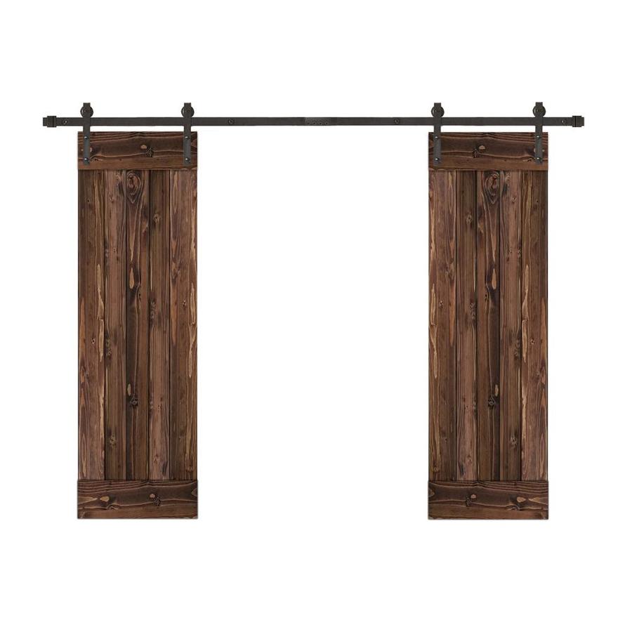 Creative Entryways Biparting Barn Door Espresso Stained 1 Panel Wood Creative Entryways Biparting Barn Door Espresso Stained 1 Panel Wood Pine Hardware Included Common 48 In X 80 Actual 84