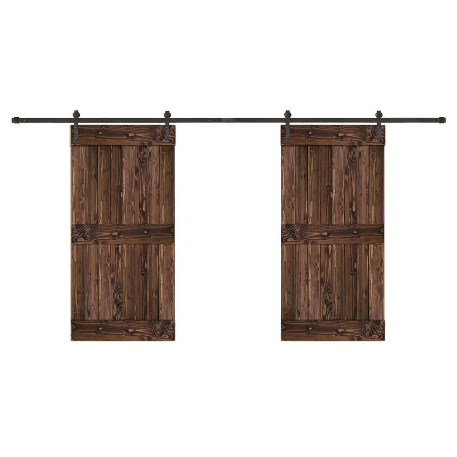 Creative Entryways Biparting Espresso Stained 2Panel Wood Pine Barn