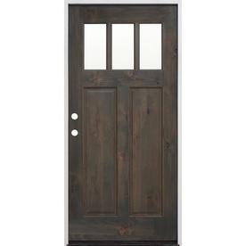 Wood Entry Doors At Lowes Creative Entryways Craftsman Clear Gl Right Hand Inswing Ash Alder Stained Wood Prehung Entry Door