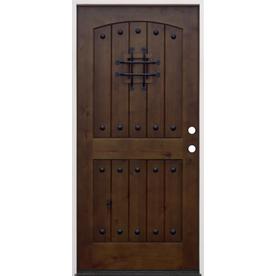 Entry Doors At Lowes Creative Entryways Left Hand Inswing Walnut Alder Stained Wood Prehung Entry Door Solid Core