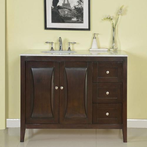 Silkroad Exclusive 45 In Dark Walnut Undermount Single Sink Bathroom Vanity With Carrara White Natural Marble Top In The Bathroom Vanities With Tops Department At Lowes Com
