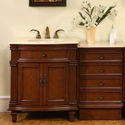 Silkroad Exclusive 51in Cherry Undermount Single Sink Bathroom Vanity
