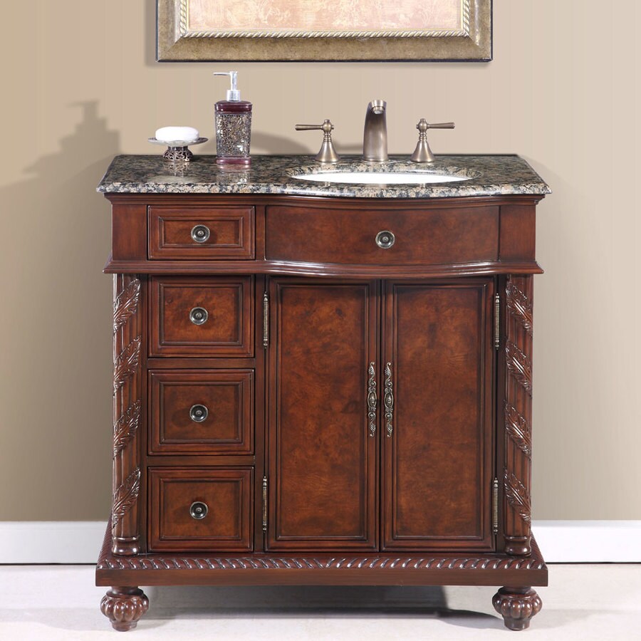 Silkroad Exclusive 36 In English Chestnut Single Sink Bathroom