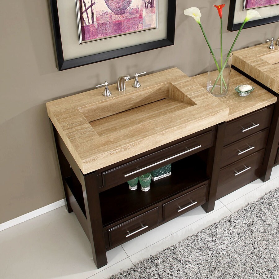 Silkroad Exclusive 56 In Dark Espresso Single Sink Bathroom Vanity