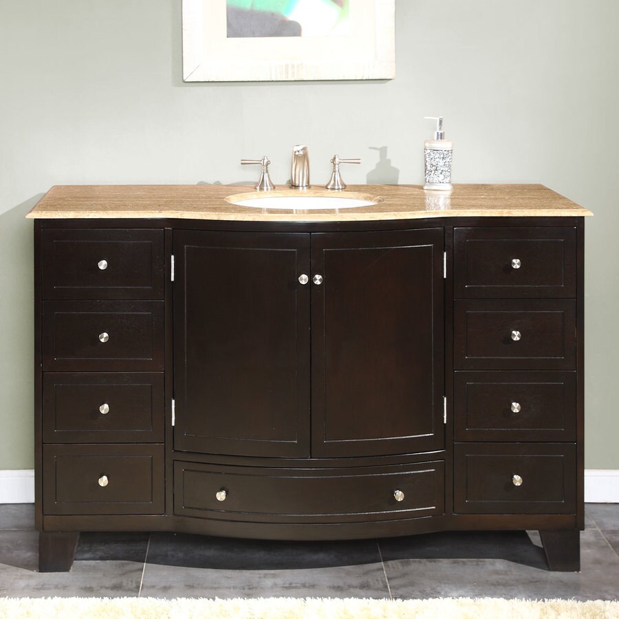 Silkroad Exclusive 55in Dark Espresso Single Sink Bathroom Vanity with