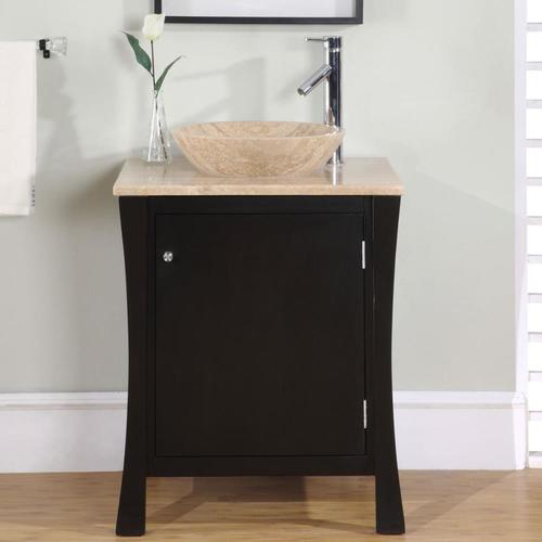 Silkroad Exclusive 26in Dark Espresso Single Sink Bathroom Vanity with
