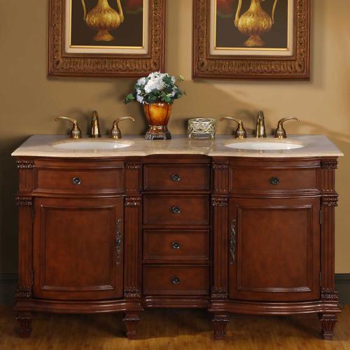 Silkroad Exclusive 60in Brazilian Rosewood Double Sink