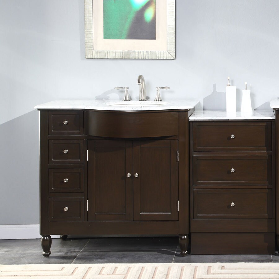 Silkroad Exclusive 58-in Dark Walnut Single Sink Bathroom ...