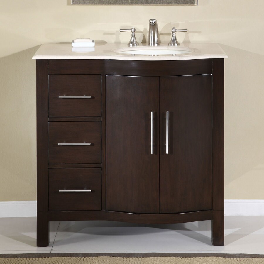 Silkroad Exclusive 36-in Dark Walnut Undermount Single Sink Bathroom ...