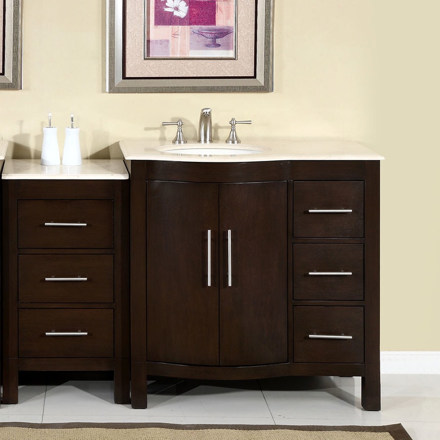 Silkroad Exclusive 53.5-in Dark Walnut Single Sink ...