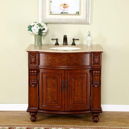 Silkroad Exclusive 36-in Natural Cherry Single Sink ...