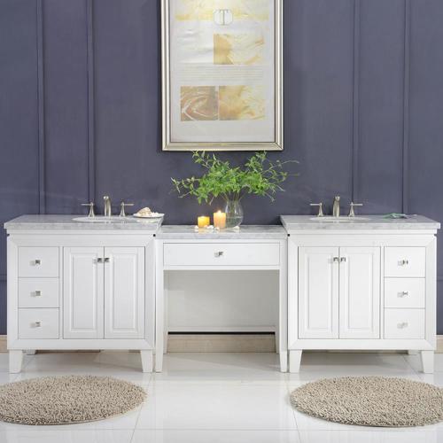 Silkroad Exclusive 103-in White Double Sink Bathroom ...