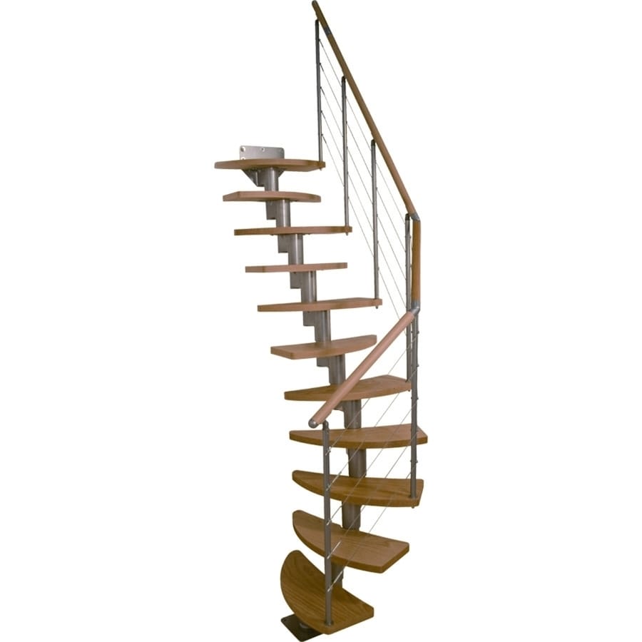 Shop DOLLE Rome 9-ft Grey with Wood Treads Modular Staircase Kit at