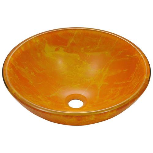 MR Direct Orange, Yellow Tempered Glass Vessel Round Bathroom Sink (16.
