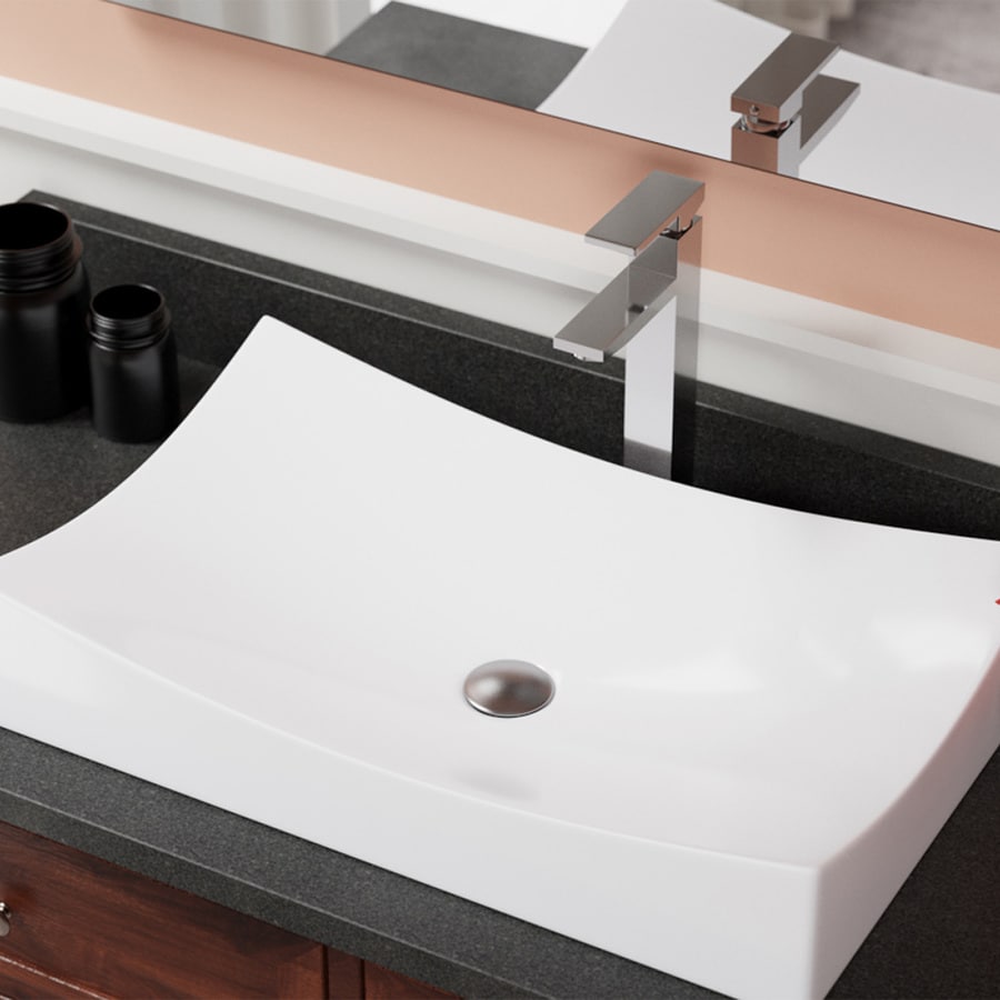 Mr Direct White Porcelain Vessel Rectangular Bathroom Sink 26 In X 15