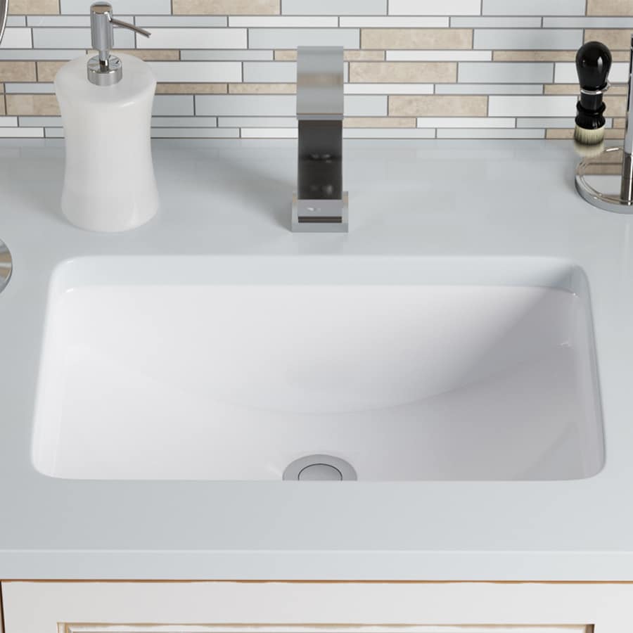 Mr Direct White Porcelain Undermount Rectangular Bathroom Sink With
