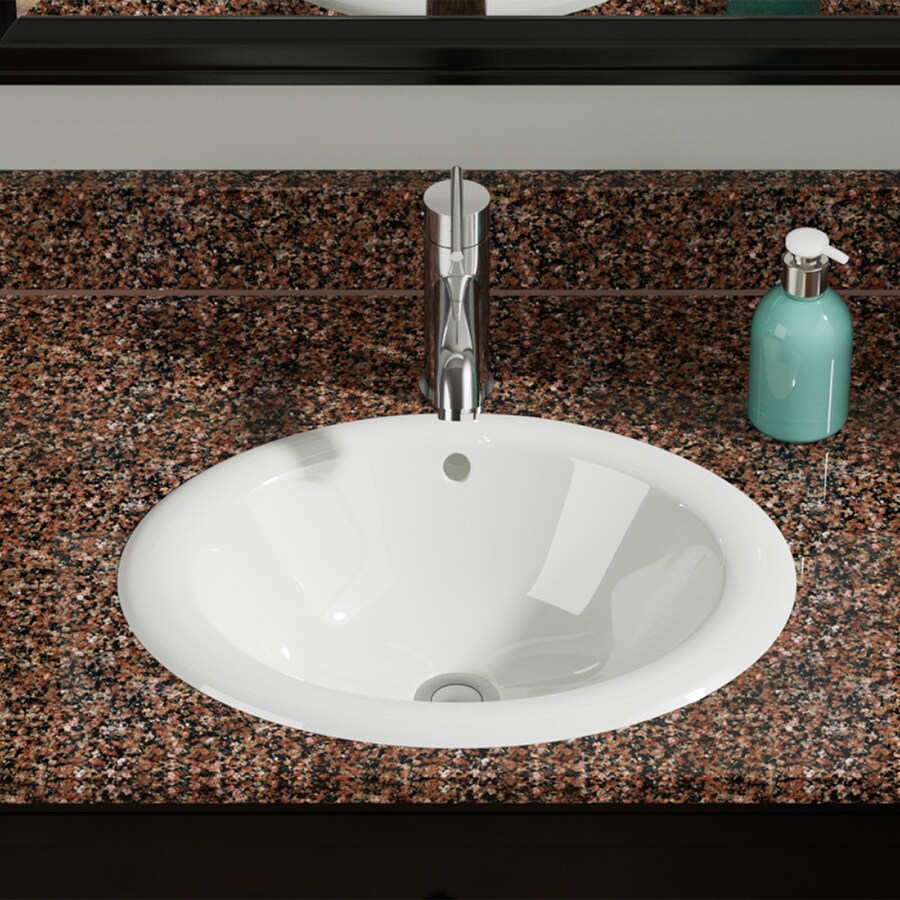 MR Direct Bisque Porcelain DropIn Oval Bathroom Sink with Overflow