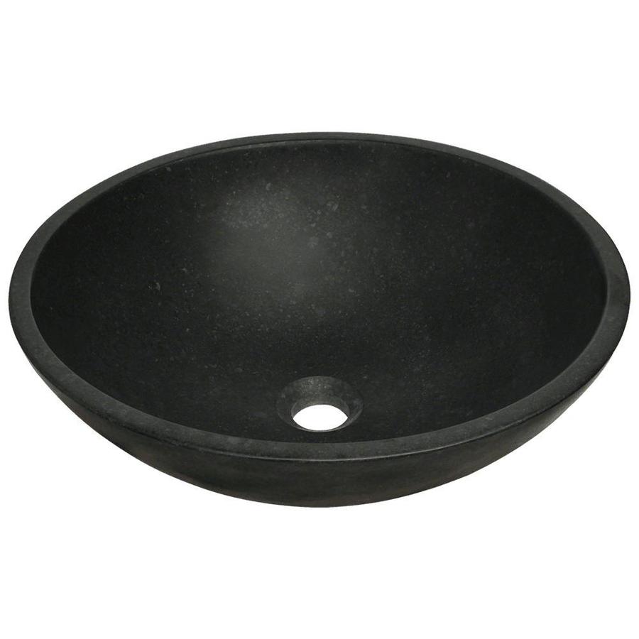 MR Direct Black Granite Granite Vessel Round Bathroom Sink (16.5-in x ...