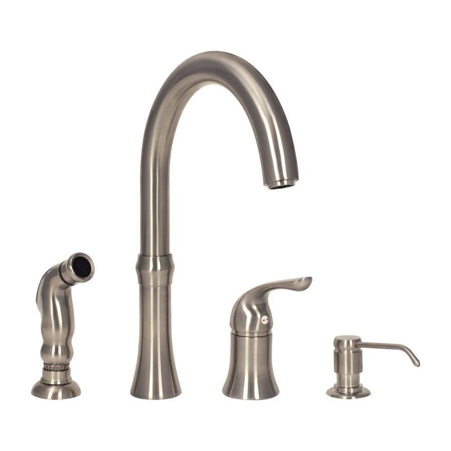 Sir Faucet Brushed Nickel 1-Handle Deck-Mount High-Arc Handle Kitchen ...