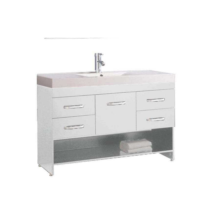 MTD Vanities 48in White Single Sink Bathroom Vanity with White Acrylic