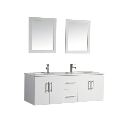 MTD Vanities White Undermount Double Sink Bathroom Vanity with