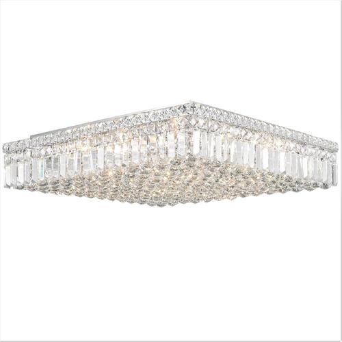 Worldwide Lighting Cascade 24 In Chrome Crystal Flush Mount Light