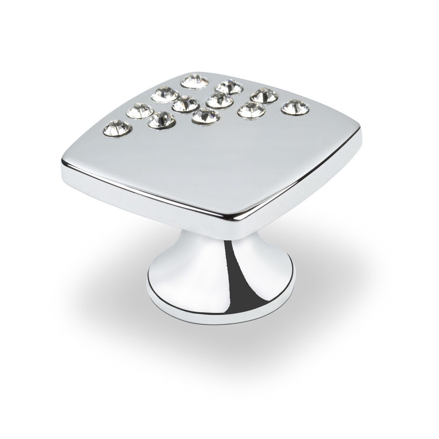 Topex Hardware Swarovski Crystal Bright Chrome Square Knob at