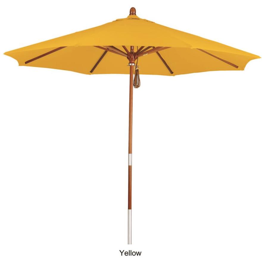 Phat Tommy 9 Ft Octagon Sunshine Yellow With Brown Wood Frame No Tilt Market Patio Umbrella In The Patio Umbrellas Department At Lowes Com